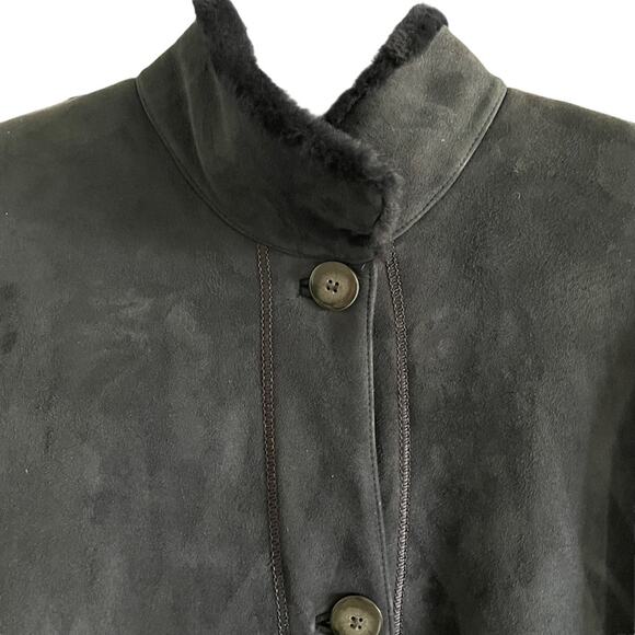 Yves Saint Laurent YSL Suede Shearling Coat Vintage 1970s Rare Black 10 EUC - Picture 3 of 9